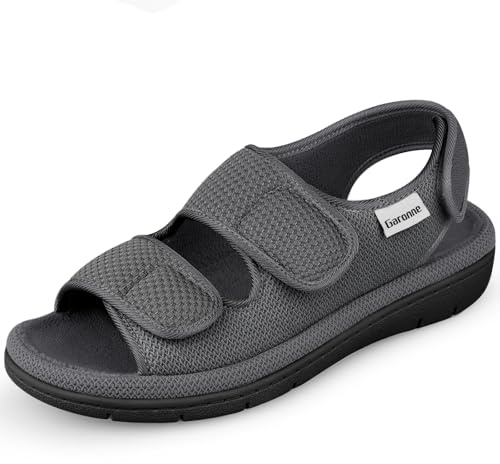 Garonne Women's Adjustable Open-toe Slippers with Ankle & Instep Straps and Arch Support, Summer House Shoes for Women Indoor/Outdoor(8,Dark Grey)