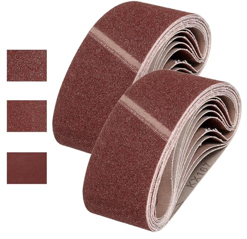QUARKZMAN 30Pz Nastri Abrasivi 100mm x 610mm Grana Carta Vetrata | Ossido di Allumina, Grana 60/100/400, per Levigatrice, per Lavorazione Legno, Lucidatura Metalli, Affilatura Coltelli
