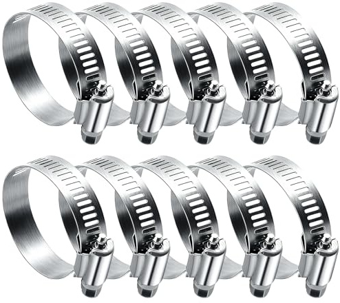 10 Pcs Abrazaderas Metalicas para Tubos, Abrazaderas de acero inoxidable 27-51 mm, Abrazaderas Metalicas, Abrazaderas de Manguera de Acero Inox para Mangueras Tubería de Agua Piscina, tubos, jardín