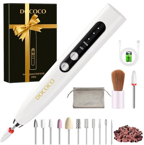 Ponceuse pour Ongles Professionnel 35000 tr/min, 15 en 1 Lime à Ongles Electrique Sans Fil, Ponceuse Ongle Rechargeable Vitesse Réglable, Manucure et Pedicure