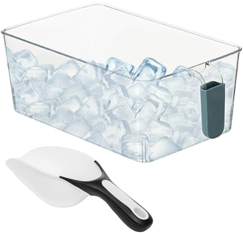 BEAHING Isbehållare för frys med skopa plast dra ut handtag klar förvaring hink hem barer restauranger