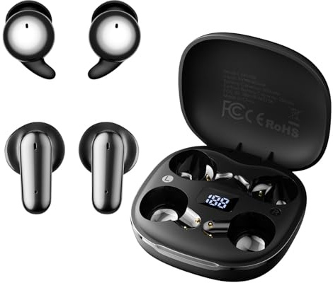 BNARQP 2 Pairs AI Translation Earbuds Real Time, 2-in-1 Translator Earbuds 135 Language Translating Headphones, Bluetooth Tiny Size Invisible Headphones for Travel Learning Sleep and Sports MS108
