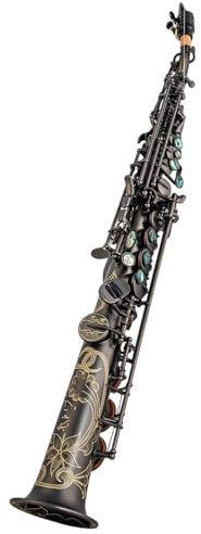 Saxophone Sopransaxophon Schwarz Vernickelt Gerades Rohr B-Klappe Mit Hartschalenkoffer
