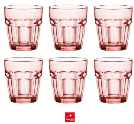mille idee Set 6 Bicchieri Rock Bar Bormioli Rocco – Vetro Colorato – Bicchieri Acqua e Cocktail – Resistenti (Ambra)