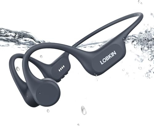 LOBKIN Casque Natation Bluetooth 5.4, Casque Conduction Osseuse Étanche IP68 avec Lecteur MP3 32 Go, Écouteur à Conduction Osseuse sans Fil pour Nager, Cyclisme, Course à Pied