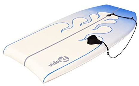Kaloriko Bodyboard blå 104 cm med XPE-däck, EPS-kärna, PP-botten och säkerhetskoppel för nybörjare och proffs, perfekt för vattensport, strand, hav, vågig och utomhus fritid