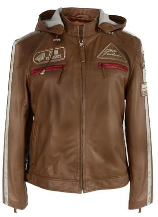 Zerimar Bikerjacka i äkta läder för kvinnor - snygg och modern jacka - slitstarkt läder - mångsidig och sofistikerad design, Läder, 3XL