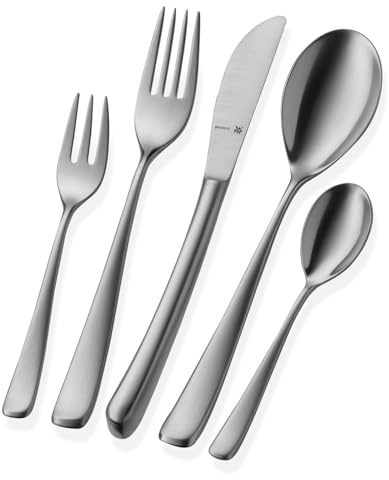 WMF Vision Edelstahl Besteck Set 6 Personen, Essbesteck Set 30 teilig, Hohlheftmesser, Cromargan protect mattiert, kratzbeständig, spülmaschinenfest