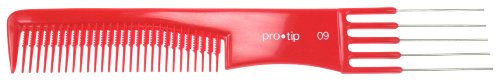 Pro Tip Hairdressing Lifter Comb with 5 Metal Pins PTC09 190mm - RED