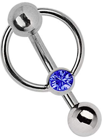 Modern Nature Piercingschmuck Intimate Piercing Titanium Banana in 1,6 mm, 5 mm Bowling Ball with Holes and Clamping - Ring with Stone in Many Colors - Dark Blue