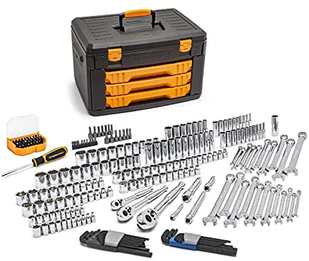 GEARWRENCH 80940 Mechaniker-Werkzeug-Set in Aufbewahrungsbox mit 3 Schubladen, 219-teilig