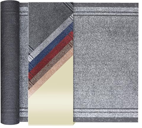 Primaflor Sauberlauf Läufer Malaga | Grau | 66 x 1000 cm | Melierte Schmutzfang-Oberfläche, rutschhemmender Gel-Rücken, 6 mm Höhe; individuell zuschneidbar ohne Ausfransen