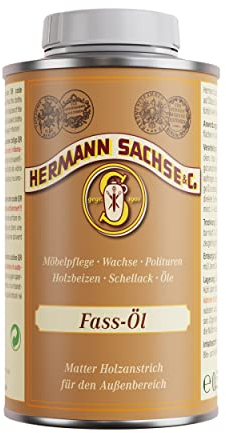 Hermann Sachse Fassöl- und Holzanstrich farblos - 0,5 Liter - Effektiver Holzschutz für Holzfässer - Witterungsbeständiges, Mattes Holzöl - Langanhaltende Pflege für den Außenbereich