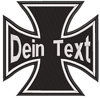 Ausgestickter Aufnäher Balkenkreuz mit Wunschtext ; viele Farben & Größen (10x10cm) - personalisiert
