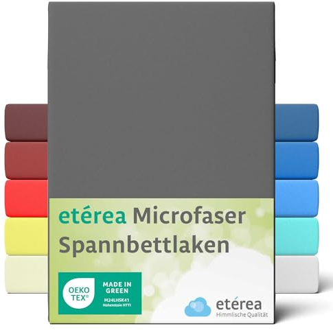 etérea Jersey Spannbettlaken 180x200-200x200 cm Anthrazit für 15-25 cm Steghöhe 100% Microfaser - Oekotex Bettbezug Matratzen Bezug - Bettlaken 180x200cm - 200x200cm Grau