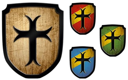 Holzspielerei Wappenschild Kreuz rot