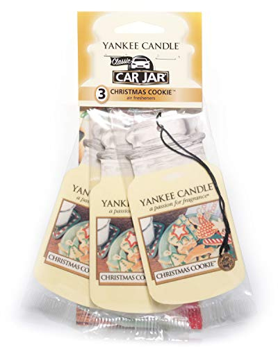 Yankee Candle Classic Paper Car Jar Air Freshener, Hanging Car Freshener, Long Lasting Odor Neutralizing Car Fragrance, Christmas Cookie (Pack of 3)