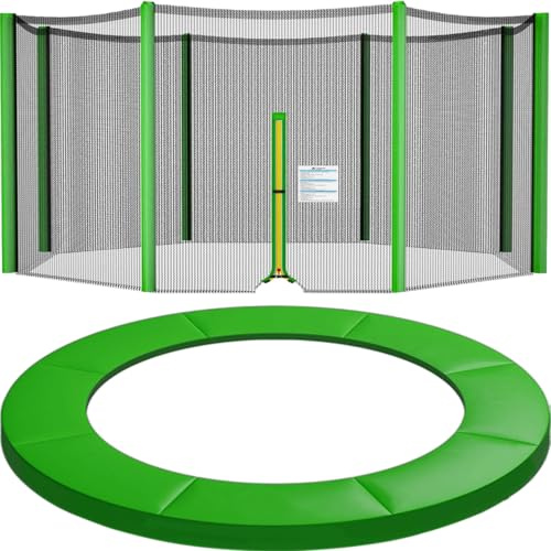 Trampolin Netz Randabdeckung Trampolinzubehör Set Trampolinnetz Randabdeckung für Trampolin Ø 366 cm 8 Stangen UV-beständig Reißfest Trampolinnetz Trampolinschutz Ersatznetz Federabdeckung Umrandung