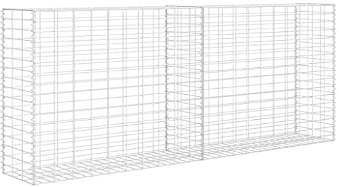 vidaXL Parete in Rete Gabion in Acciaio 85x30x200 cm Argento Gabbione Recinto