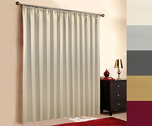 Sun World Verdunkelungsvorhang nach Maß, maßgeschneiderter Vorhang, Verdunkelungsgardine, XXL, Gardinen nach Maß, Überlänge und Überbreite, Übergardine, Kräuselband, Beige (125x250cm, HxB)