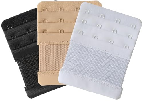 SAMGU Bra Extender 4 Hook Women Bra Extension Strap Elastic Stretchy, 3 PCS