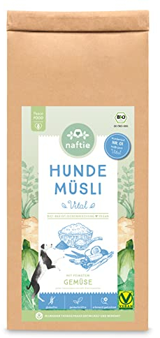 naftie Bio Hundeflocken Hundemüsli Vital mit Gemüse - Flocken-Mix für Hunde mit Hirseflocken Kokosflocken Karottenflocken - glutenfrei - vegan - 1kg