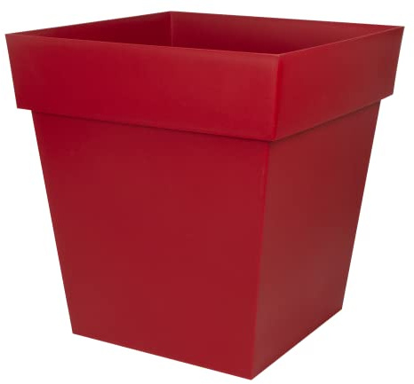 EDA - Blumentopf, quadratisch, Toskana, 50 cm, Volumen 87 l, 49,5 x 49,5 x 52,5 cm, Rubinrot