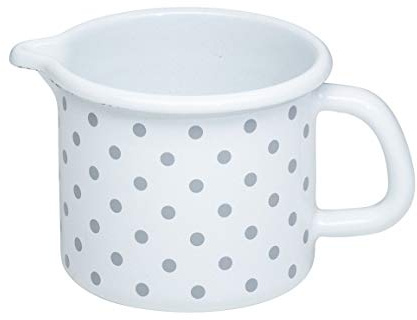 Riess Country Schnabeltopf 9 aus Emaille in der Farbe Pünktchen Grau 0,5L, Maße: 9cm x 9cm x 8,5cm, 0038-066