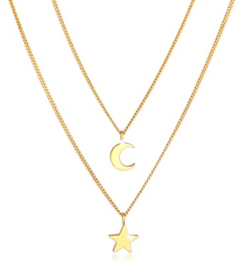 Elli Halskette Damen Layer Stern Mond Astro 2-lagig Trend aus 925 Sterling Silber
