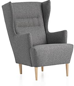 Traumnacht Ohrensessel Lukas, bequemer und moderner Relaxsessel, Polstersessel für Wohnzimmer und Esszimmer, produziert nach deutschem Qualitätsstandard, grau