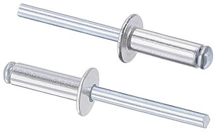 sourcing map Remaches ciegos, remaches de aluminio para decoración de núcleo, remaches de 6 mm de diámetro, 20 mm de longitud de agarre, tono plateado, 50 unidades