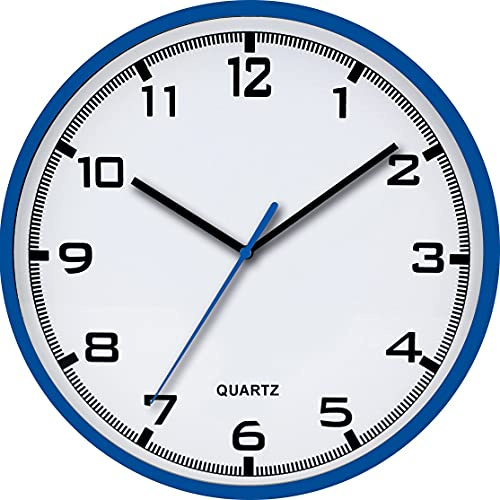 MPM Quality Analoge Wanduhr - Hochwertiger Kunststoffrahmen, Quarz-Schrittmotor, ∅ 305 mm, das ideale Accessoire für jeden Raum im Haus für Wohnzimmer, Schlafzimmer, Küche oder in der Firma, Büro
