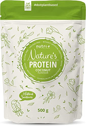 Nutri + Natures Protein Powder Noix de Coco 500g - poudre de protéines naturelles sans édulcorants, lactose, sucre et lait - poudre de protéines végétales - goût coconut