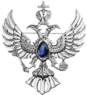 Broche de águila de dos cabezas Alas de cristal Corona Pin de solapa Collar de moda Broche Insignia vintage Abrigo Traje Falda Tachuelas Accesorios para hombres Adolescentes Mujeres (Plata)