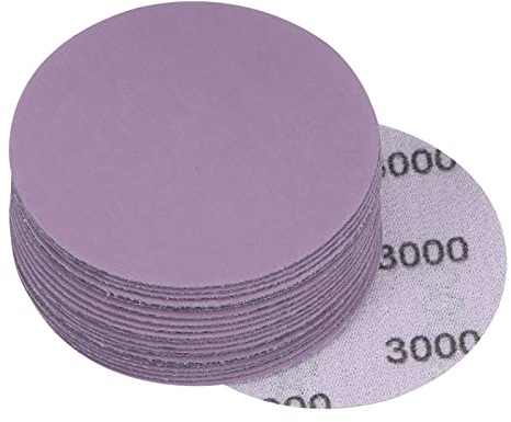 sourcing map 20Pcs 3-Inch Purple Sanding Discs 3000 Grits Hook and Loop Professional Aluminum Oxide Sand Paper Wet Dry Polish for Wood Metal Paint Finishing