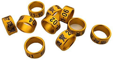 60 anelli per uccelli personalizzati da 2 mm a 16 mm, per gambe piccioni, in alluminio, lettere e numeri di anno, in metallo, nome del marchio personale (oro)