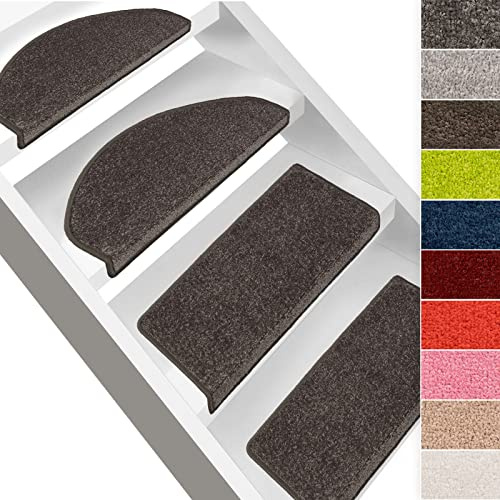 casa pura 1 Stück Treppenstufen Matten, Stufenmatte innen für Treppe, Dynasty Velours Treppenteppich selbstklebend, Teppich für Treppenstufen (rechteckig, Anthrazit)