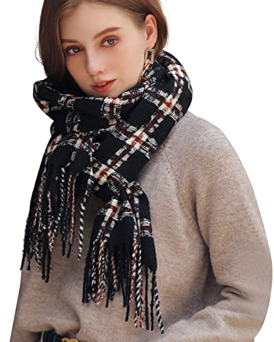 LumiSyne Schal Kariert Kaschmir Schal Für Damen Herren Buntes Karo Tartan Muster Pashmina Schals Mit Quasten/Fransen Winter Lange Schals Weiche Warmer Schultertuch Stola