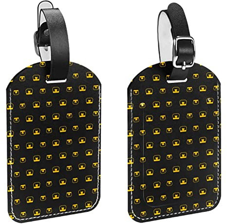Lot de 2 étiquettes à bagages en cuir synthétique avec motif pot de miel sur fond noir - 01 - Protection de la vie privée