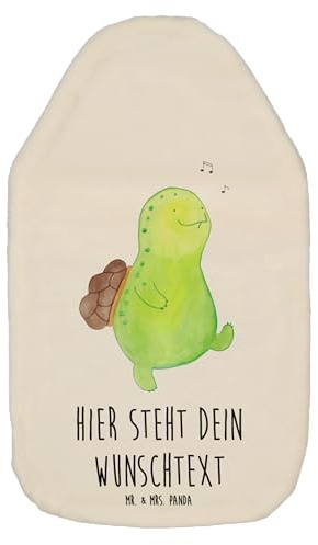 Mr. & Mrs. Panda Personalisierte Wärmflasche Schildkröte Pfeifen - Weiß