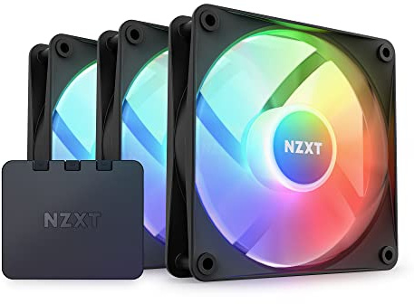 NZXT F120 RGB Core Triple Pack – 3 x 120 mm Hub-montierte RGB-Lüfter mit RGB-Controller – 8 individuell adressierbare LEDs – halbtransparente Flügel – hoher statischer Druck und Luftstrom –