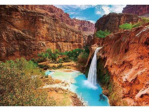 Ttincceer 300x200cm Canyon Toile de Fond Montagne Mur Cascade Piscine Eau Plantes Vertes buisson Photographie Fond Falaise 3D Paysage Naturel Fond