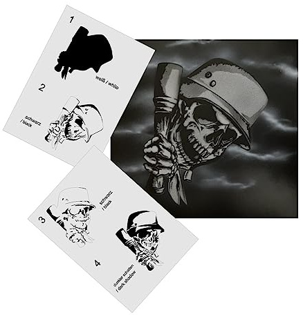 AS-346 Skull, Schädel Step by Step Airbrushschablone Größe M