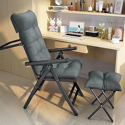 DSEWTEZXI Drinnen Schlafzimmer liegestuhl mit gepolstert,draussen Atmungsaktiv gartenliege,tragbar liegestuhl klappbar,atmungsaktiv Balkon liegestuhl,verstellbare Rückenlehne,ergonomischer Stuhl.