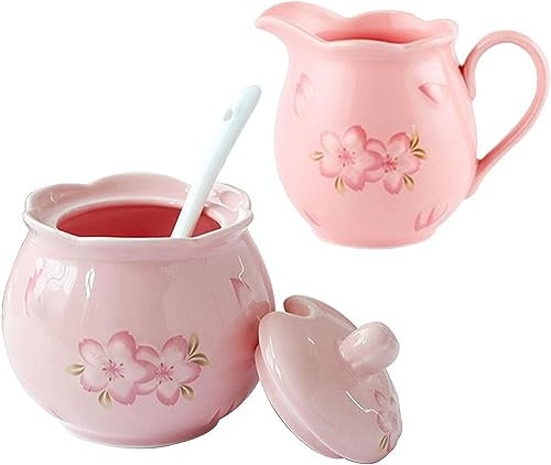 Zuccheriera, zuccheriera con coperchio, zuccheriera in ceramica con coperchio e lattiera, lattiera e lattiera, lattiera e zuccheriera, zuccheriera, set da caffè, brocca for panna, lattiera rosa e zucc