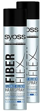 Syoss Haarspray Fiber Flex Haltegrad 4 (400 ml), extra starkes Haarspray für flexibles Volumen und ein natürliches Haargefühl, Styling Spray verleiht 48 h flexiblen Halt, 2x 400 ml