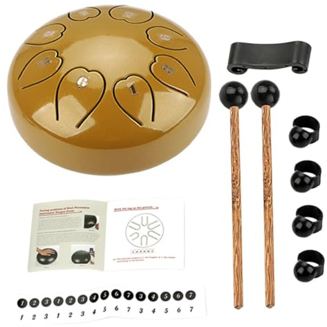 BESTonZON Zungentrommel Aus Metall Handtrommel Für Yoga Und Musikpädagogik Langlebiges Schlaginstrument Mit Tasche Und Mallets Für Anfänger Und Profis