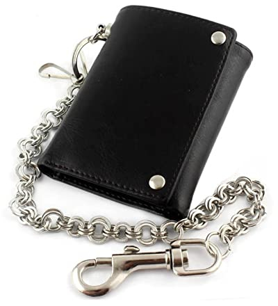 LVUNZJCA Herren-Geldbörse mit Kette Herren-Kettenbrieftasche Dreifach-Leder-Fahrrad-LKW-Brieftasche