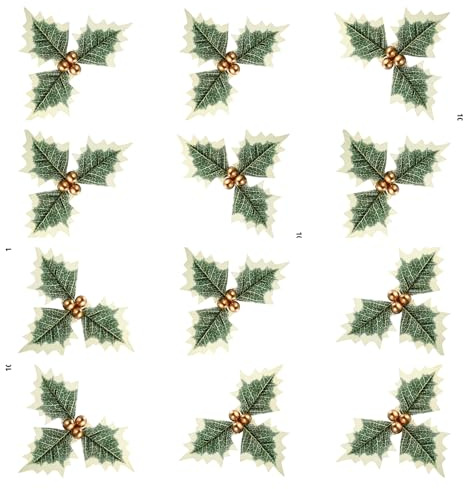 Mgoodoo 20pcs Artificial Fruit Gold Berry Pine Cone,Christmas Artificial Holly Berry with Green Leaves for Xmas Tree Arrangement Craft Wedding Party Festive Home Gift Decoration