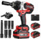 TEENO Avvitatore a Impulsi Senza Filo 1300Nm Brushless,Chiave a Percussione 1/2 Elevata Avvitatori a Massa Battente con Batterie 2x4,0 Ah,5 Bussola(17/19/21/22/24mm), Adatto per Uso Domestico e Auto